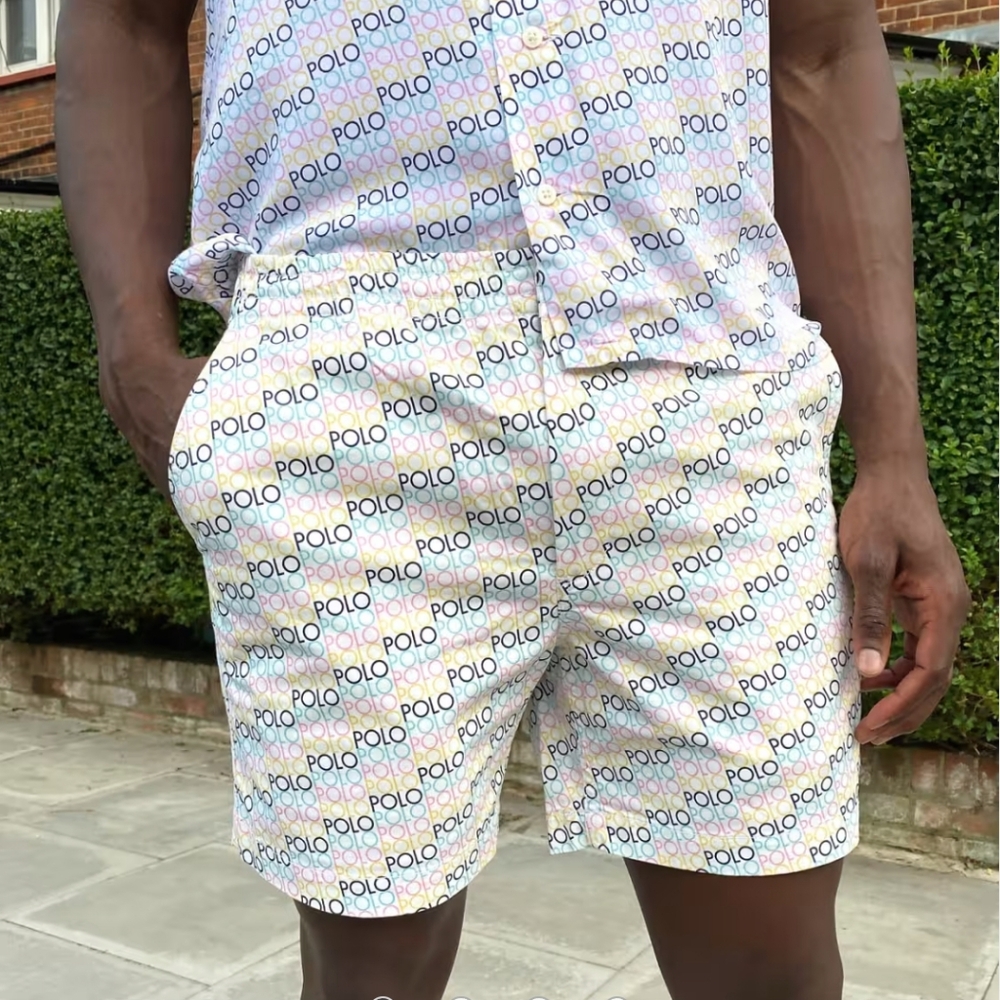 Polo Ralph Lauren Prepster White All Over Logo Shorts Size Small 6" Inseam